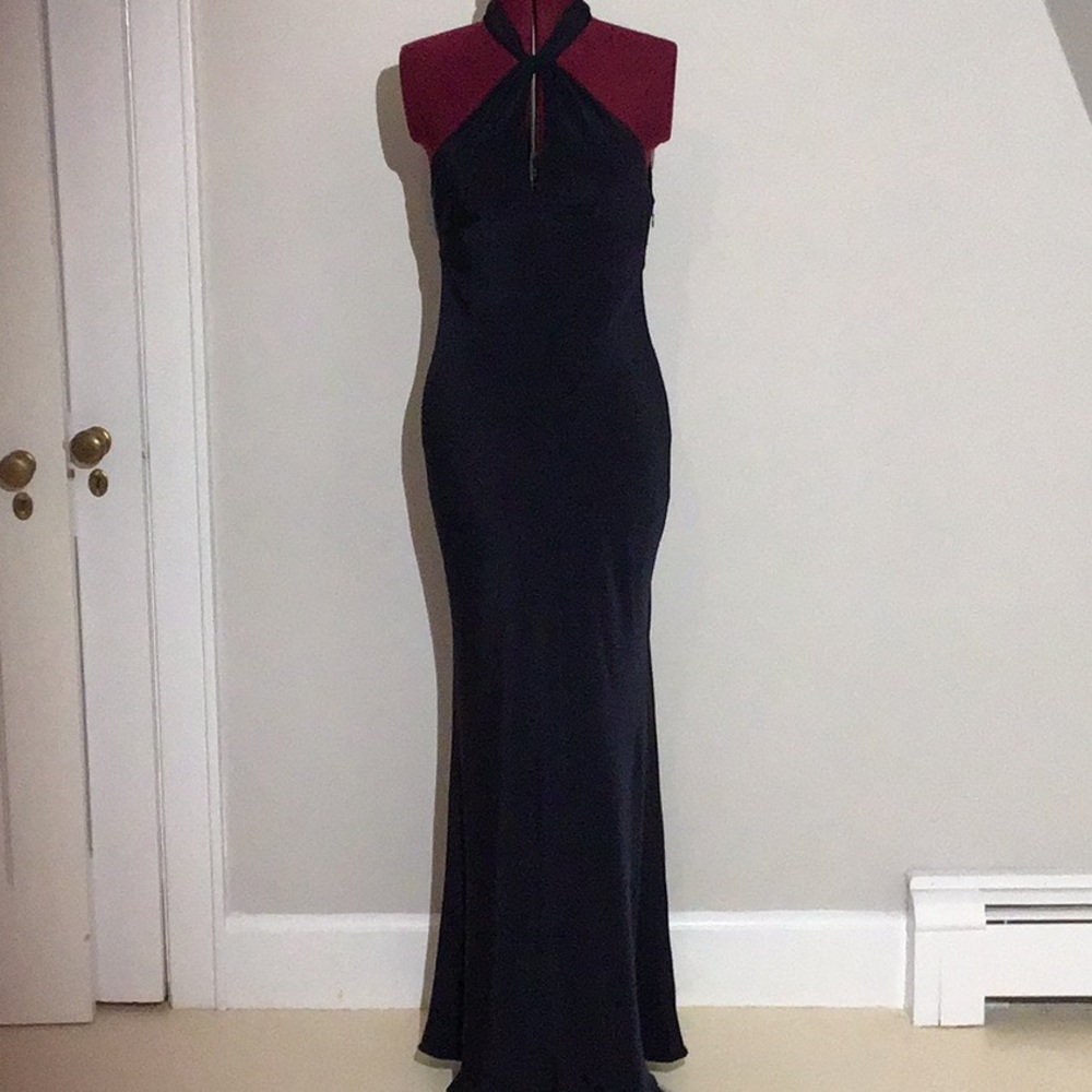 Smokey Blue Bias-cut Prom/Wedding Reception Dress